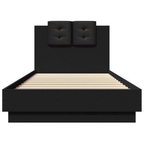 Sengeramme med sengegavl 90x200 cm - sort