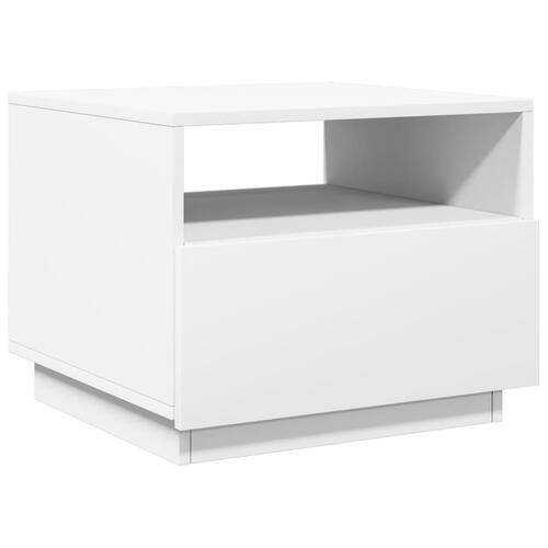 Sofabord med LED-lys 50x49x40 cm hvid