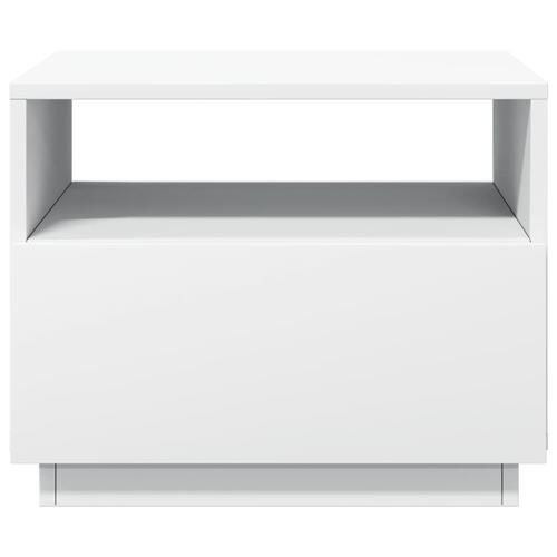 Sofabord med LED-lys 50x49x40 cm hvid