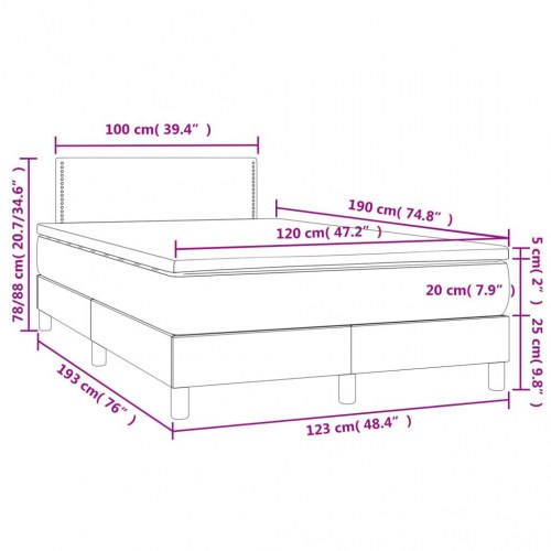 Kontinentalseng med madras og LED-lys 120x190 cm - velour, sort