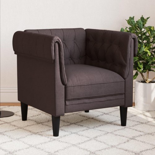 Chesterfield-sofastol i stof - mørkebrun