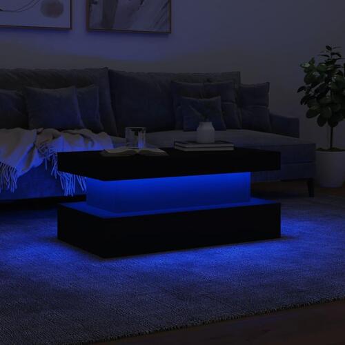 Sofabord med LED-lys 90x50x40 cm hvid