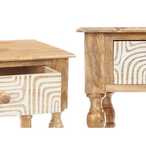 Entrebord med 2 skuffer Hvid Brun Mangotræ 98 x 77 x 42 cm Kurve