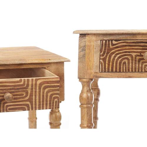 Entrebord med 2 skuffer Brun Mangotræ 98 x 77 x 42 cm Kurve