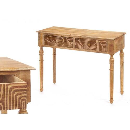 Entrebord med 2 skuffer Brun Mangotræ 98 x 77 x 42 cm Kurve