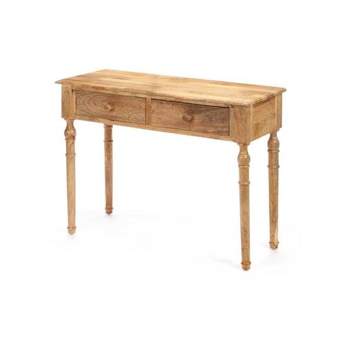 Entrebord med 2 skuffer Brun Mangotræ 98 x 77 x 42 cm Striber