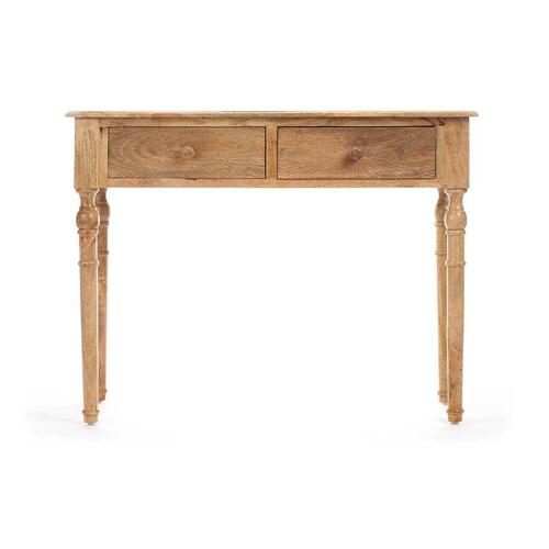 Entrebord med 2 skuffer Brun Mangotræ 98 x 77 x 42 cm Striber