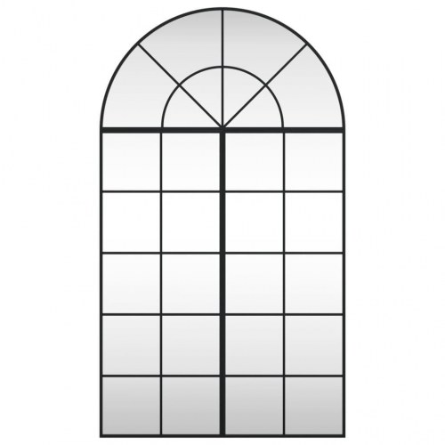 Vægspejl 80 × 140 cm - buet ramme i sort jern
