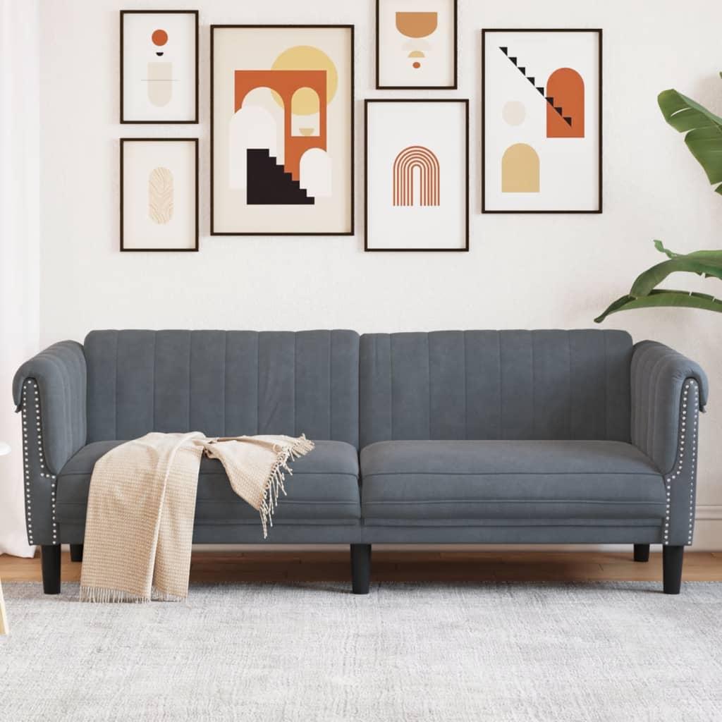 3 Personers Sofa Velour Mørkegrå