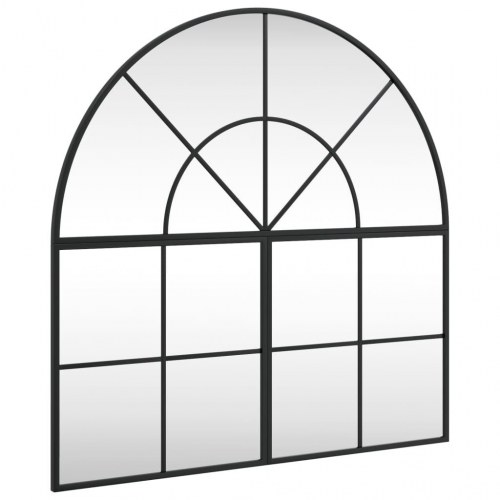 Vægspejl 80×80 cm - buet, sort jernramme