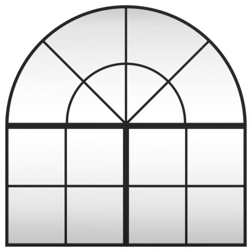 Vægspejl 80×80 cm - buet, sort jernramme