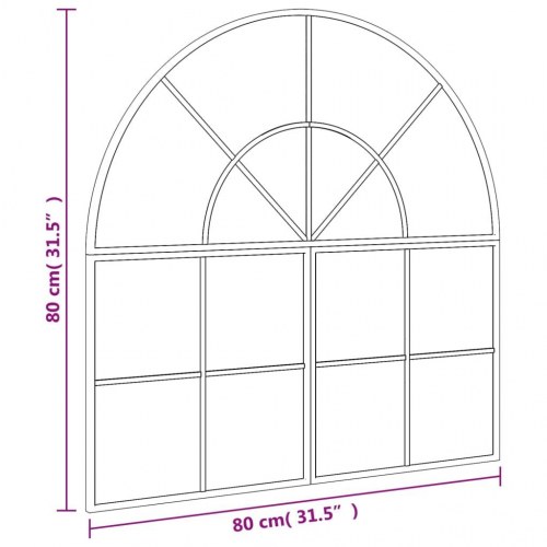 Vægspejl 80×80 cm - buet, sort jernramme