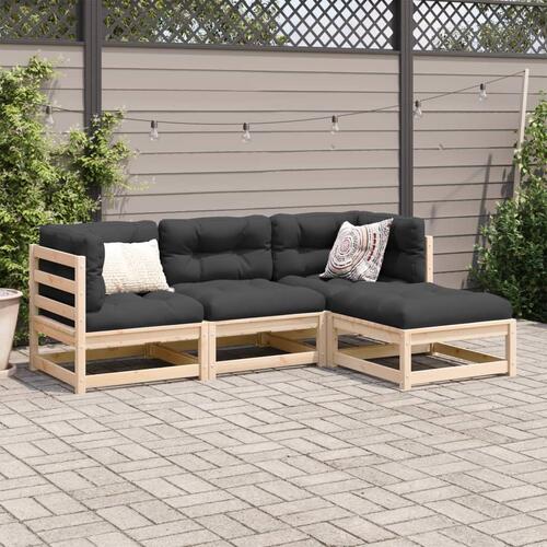 Sofasæt til haven 4 dele massivt fyrretræ