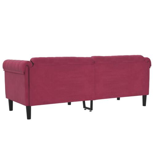 3-personers sofa velour vinrød