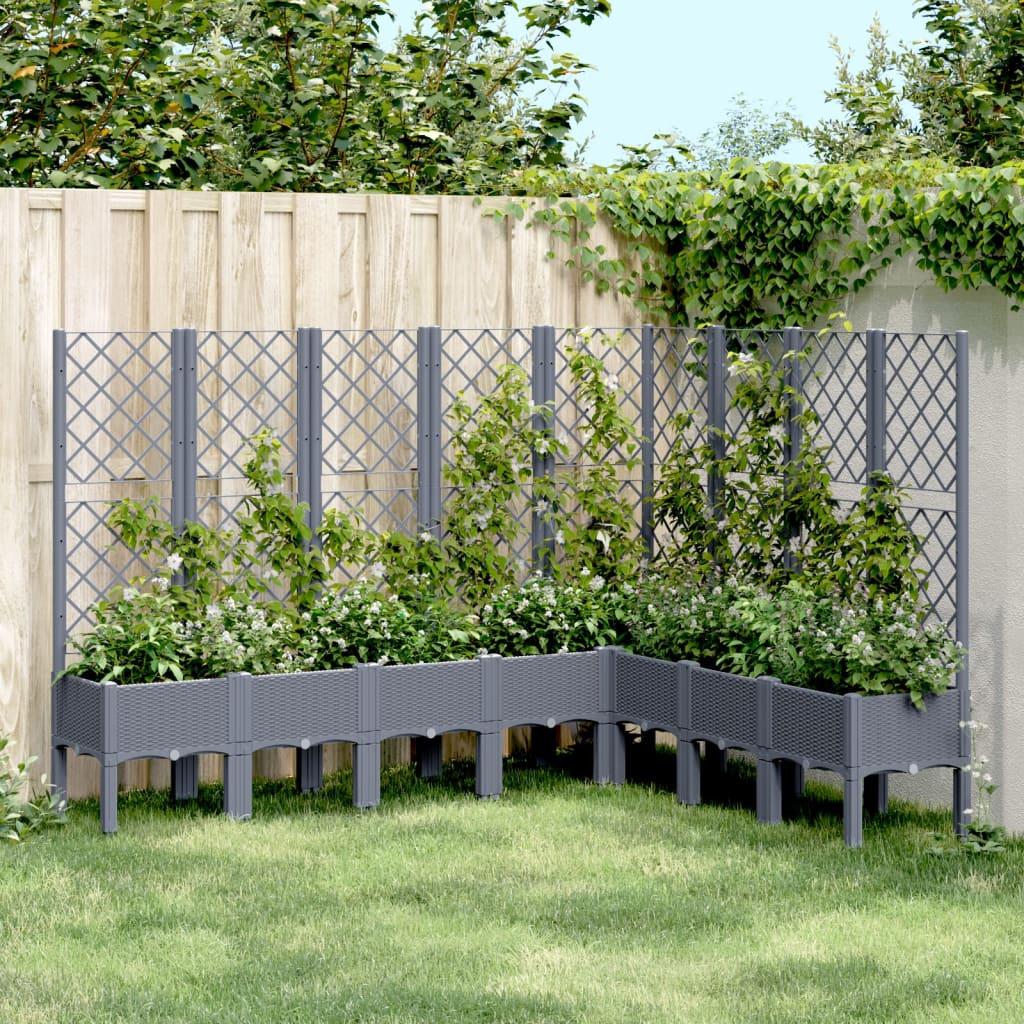 Plantekasse med espalier 200x160x142 cm PP blågrå billede
