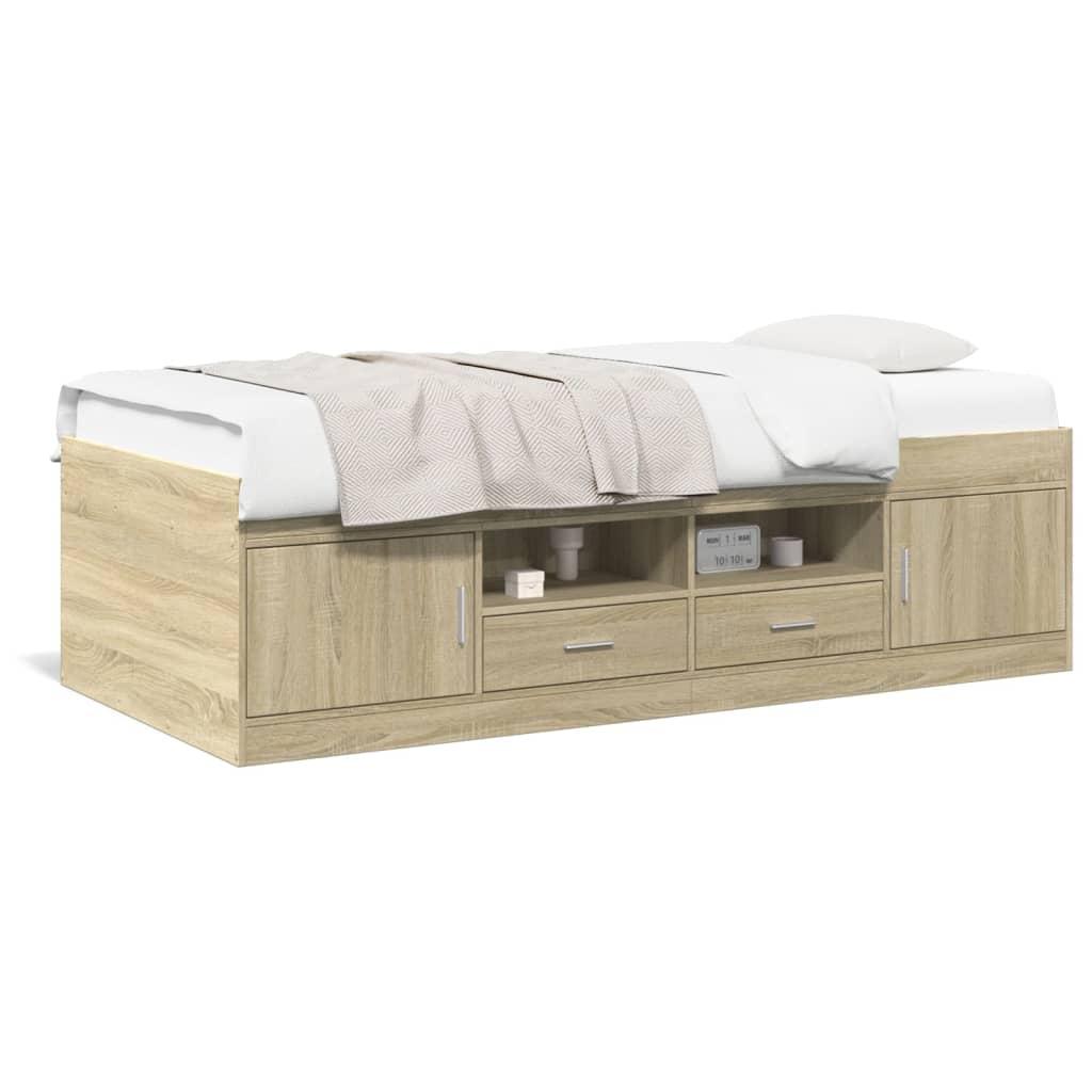 Daybed med skuffer 100x200 cm - sonoma-eg, uden madras