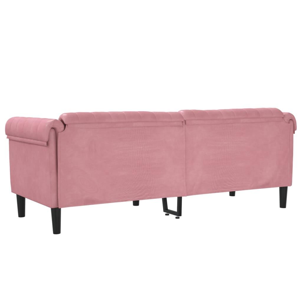 3-personers sofa velour lyserød