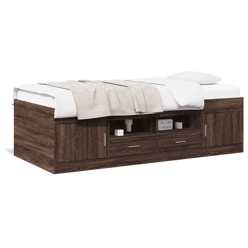 Daybed Med Skuffer 100x200 Cm Konstrueret Træ Brunt Eg