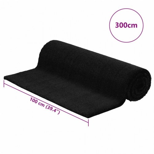 Dørmåtte i coir, 100 × 300 cm - sort, skridsikker