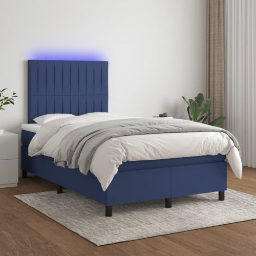 Kontinentalseng med LED-lys 120×190 cm - blå stof