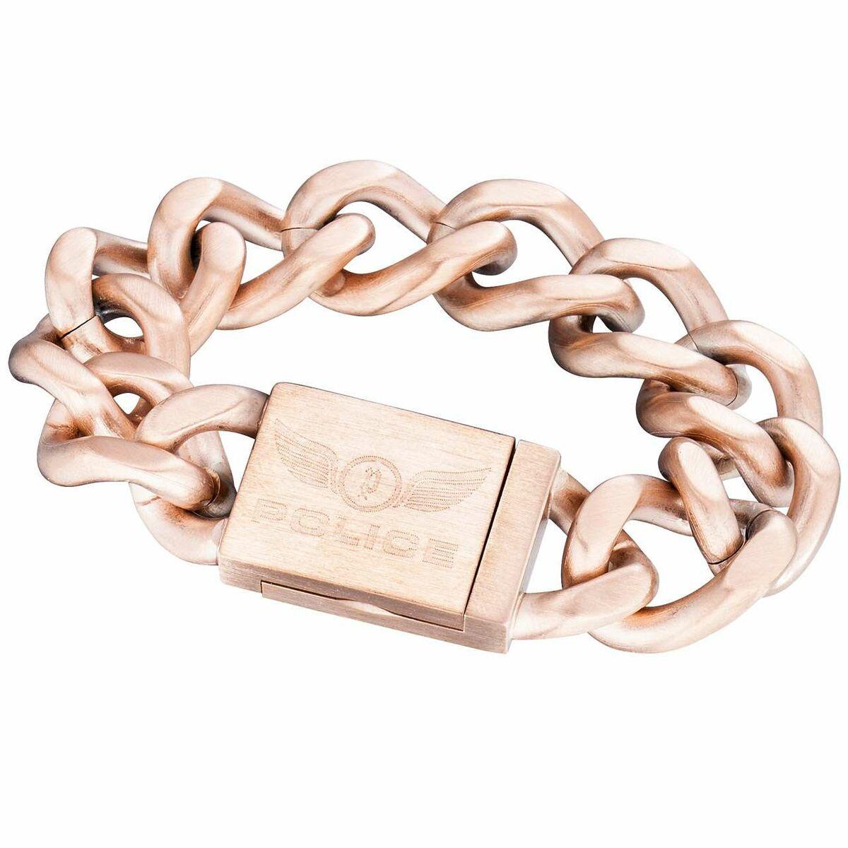 Police armbånd til mænd - rustfrit stål, pink, 21 cm (PJ25016BSRG.02-2)