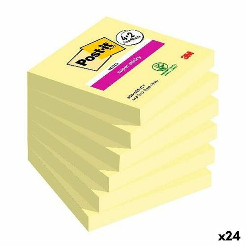 Klæbende huskesedler Post-it Super Sticky Gul 76 x 76 mm 6 Dele (24 enheder)