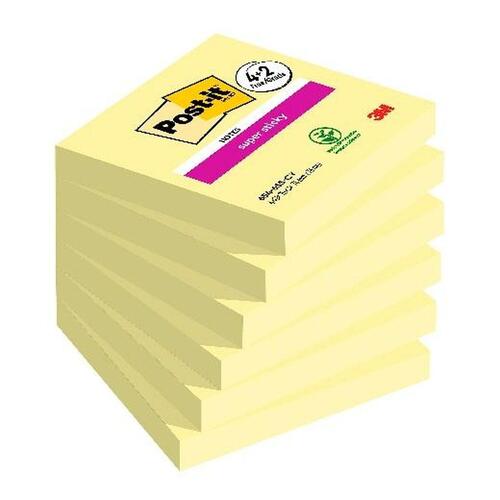 Klæbende huskesedler Post-it Super Sticky Gul 76 x 76 mm 6 Dele (24 enheder)