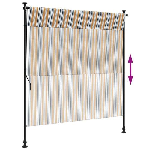 Udendørs rullegardin 150x270 cm stof og stål gul og hvid