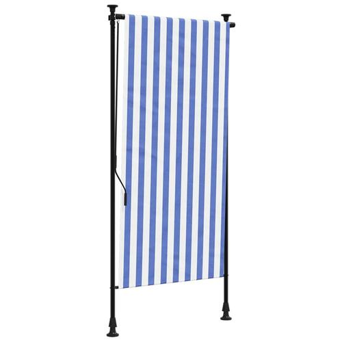 Udendørs rullegardin 100x270 cm stof og stål blå og hvid