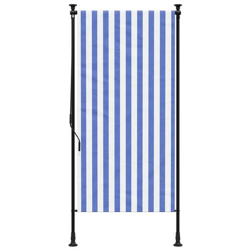 Udendørs rullegardin 100x270 cm stof og stål blå og hvid