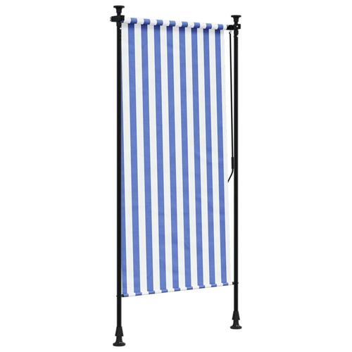 Udendørs rullegardin 100x270 cm stof og stål blå og hvid