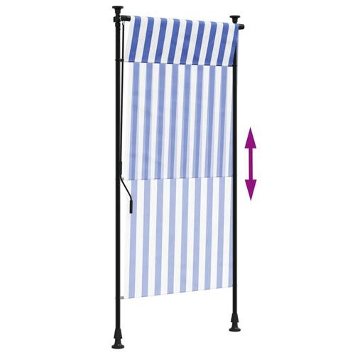 Udendørs rullegardin 100x270 cm stof og stål blå og hvid