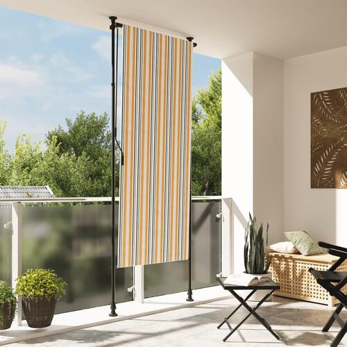 Udendørs rullegardin 100x270 cm stof og stål gul og hvid