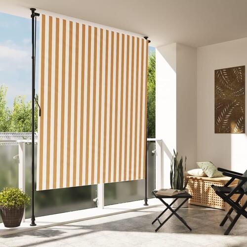 Udendørs rullegardin 150x270 cm stof og stål orange og hvid