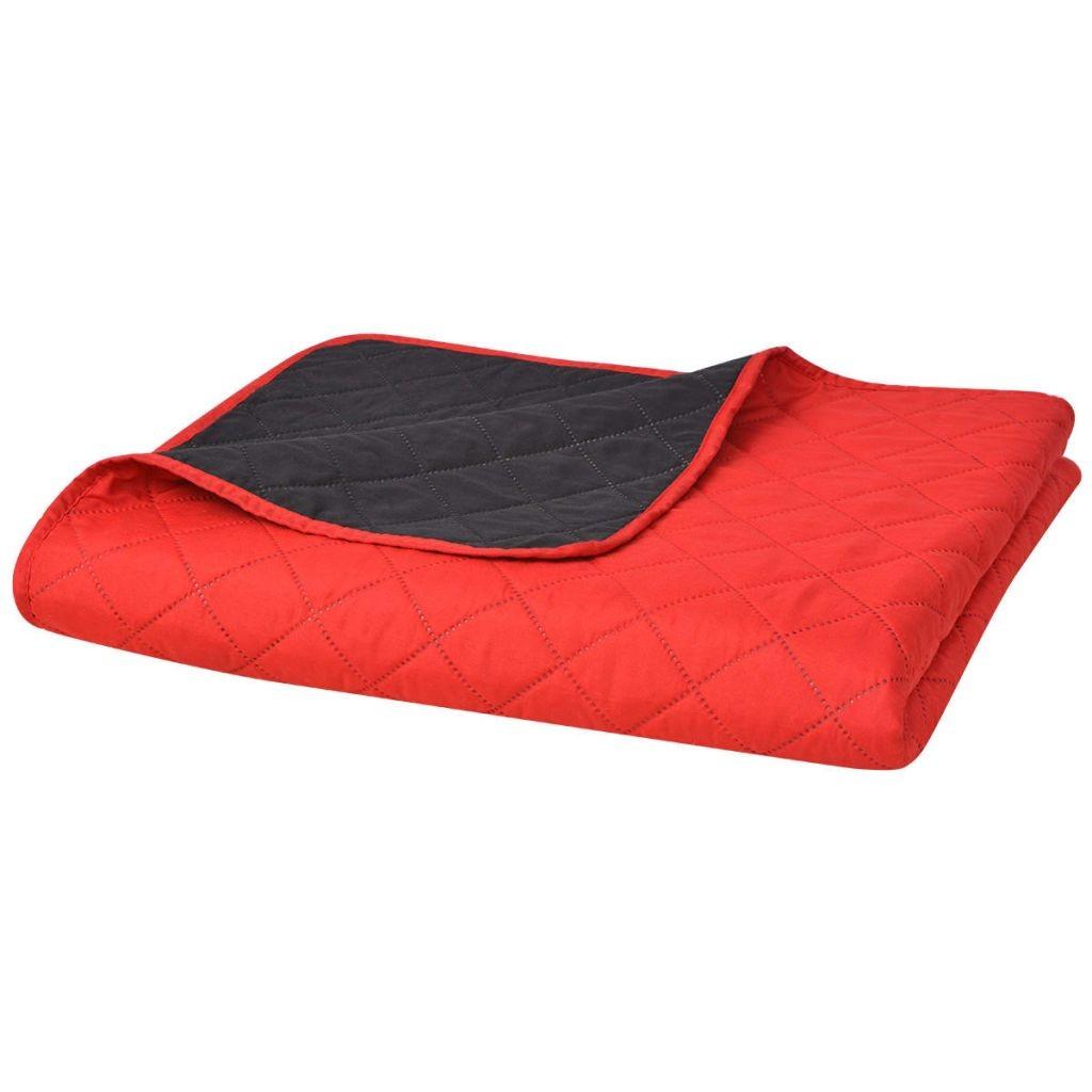 Dobbeltsidet polstret sengetæppe rød og sort 170x210 cm