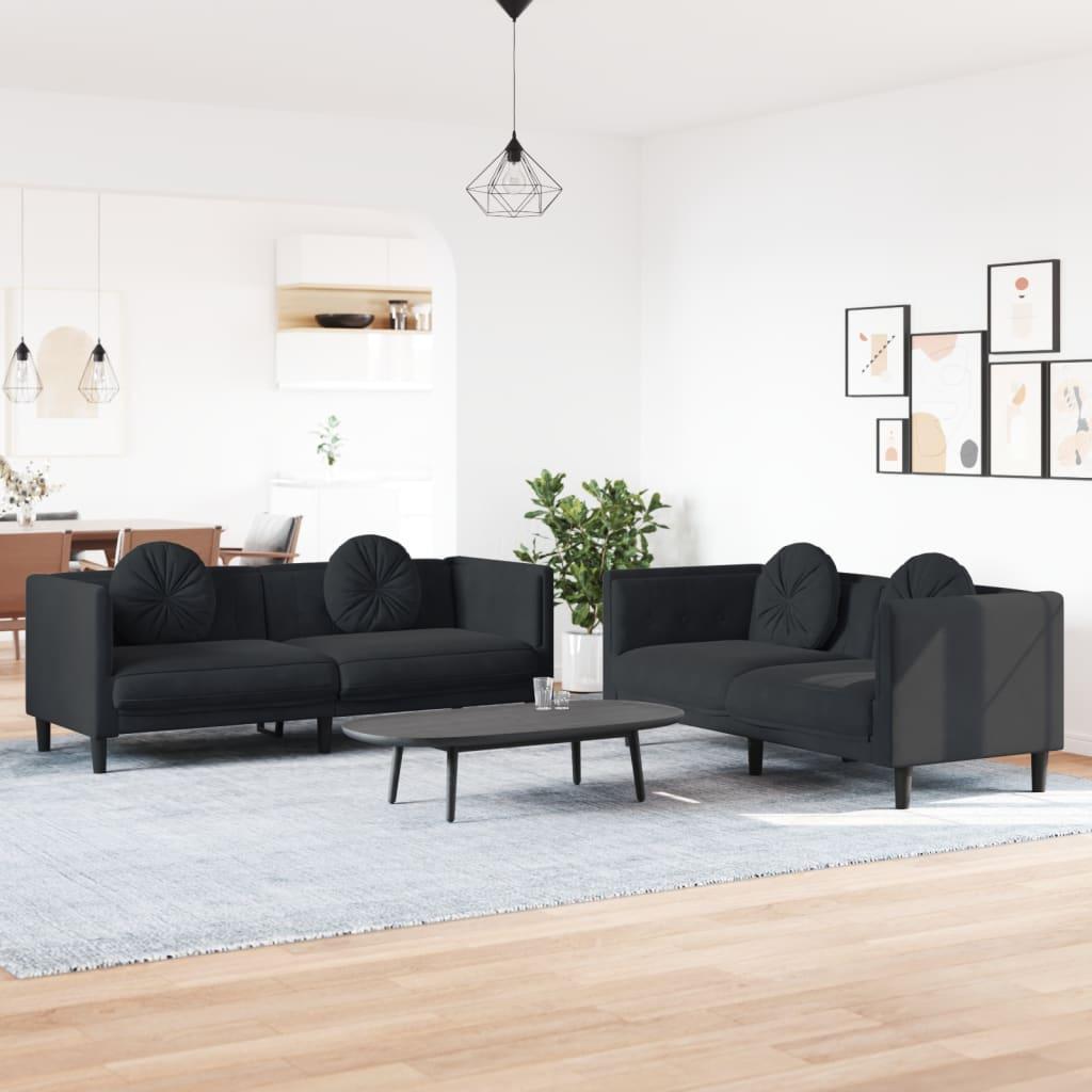 Sofasæt Dele Med Puder Velour Sort