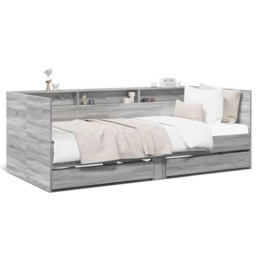 Daybed med skuffer uden madras 100x200 cm grå sonoma-eg