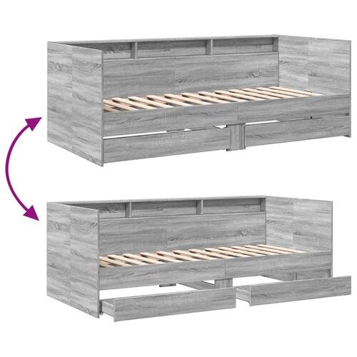 Daybed med skuffer uden madras 100x200 cm grå sonoma-eg