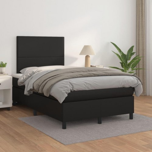 Kontinentalseng med madras 120x190 cm i sort kunstlæder