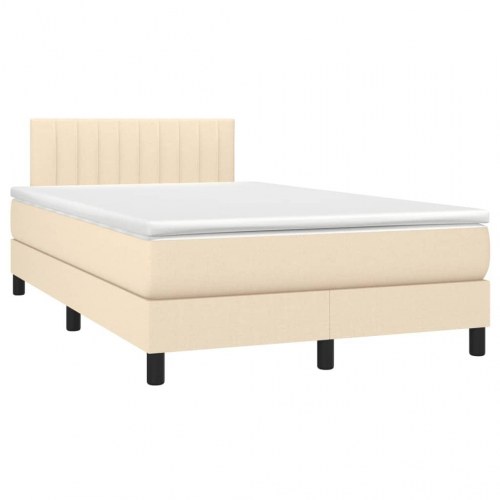 Kontinentalseng med madras 120x190 cm - stof, cremefarvet