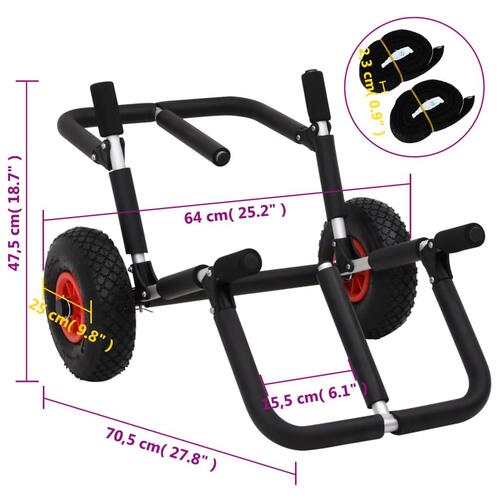 SUP Trolley til 2 surfbrætter 90 kg foldbar aluminium