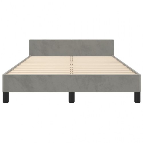 Sengeramme i fløjl 120x190 cm - enkeltseng, lysegrå