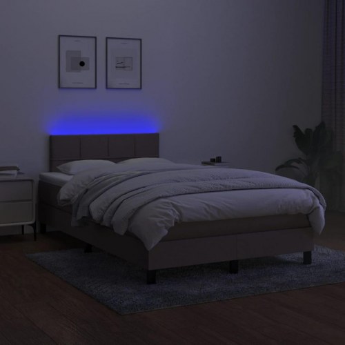 Kontinentalseng med LED-lys 120×190 cm - stof, gråbrun