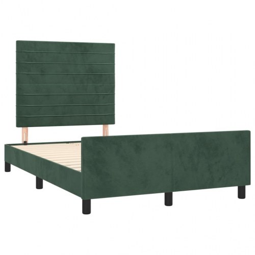Sengeramme i fløjl med sengegavl 120x190 cm - mørkegrøn