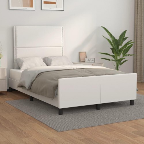 Sengeramme i kunstlæder 120 x 190 cm uden madras - hvid