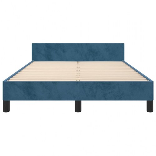 Sengeramme i fløjl med hovedgærde 120x190 cm - mørkeblå
