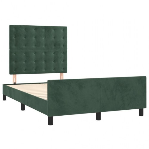 Sengeramme i fløjl med justerbar sengegavl 120 x 190 cm - mørkegrøn