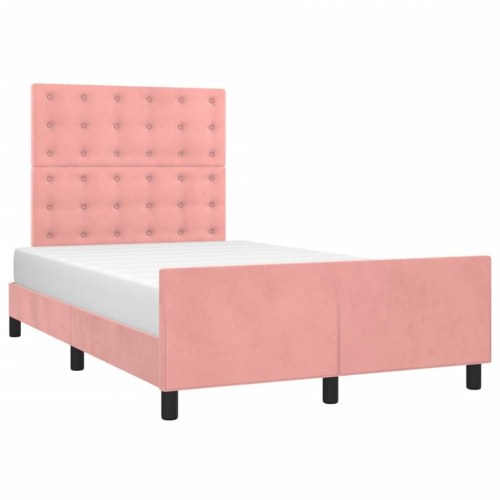 Sengeramme i fløjl 120x190 cm - lyserød med justerbar gavl