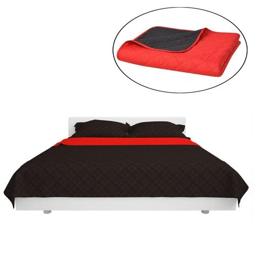 Dobbeltsidet polstret sengetæppe rød og sort 230 x 260 cm