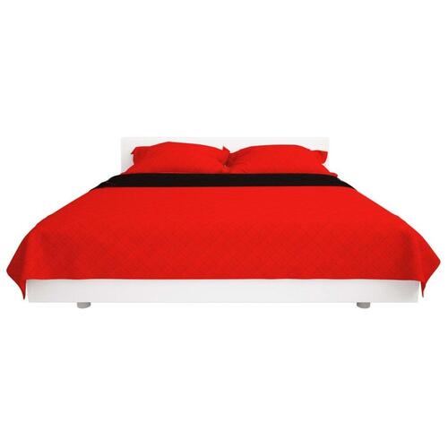 Dobbeltsidet polstret sengetæppe rød og sort 230 x 260 cm
